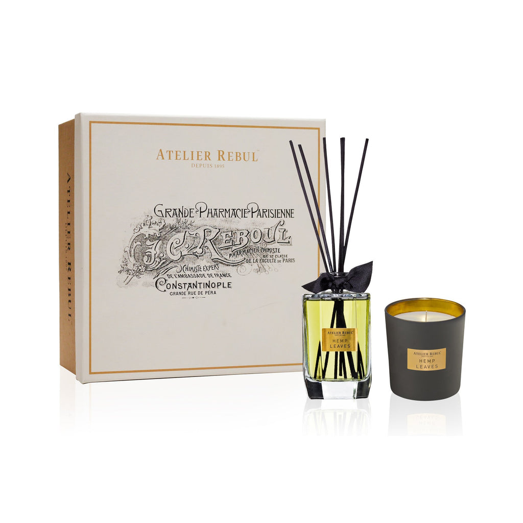 Hemp Leaves Fragrance Sticks and Scented Candle Giftset - Atelier Rebul