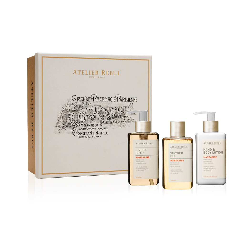 Mandarine Liquid Soap, Shower Gel and Hand & Body Lotion Giftset - Atelier Rebul